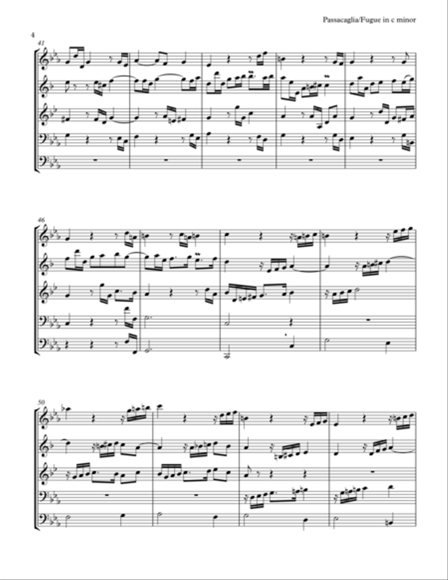 Bach: Passacaglia and Fugue in c minor for Brass Quintet Brass Quintet scores gallery preview page 4