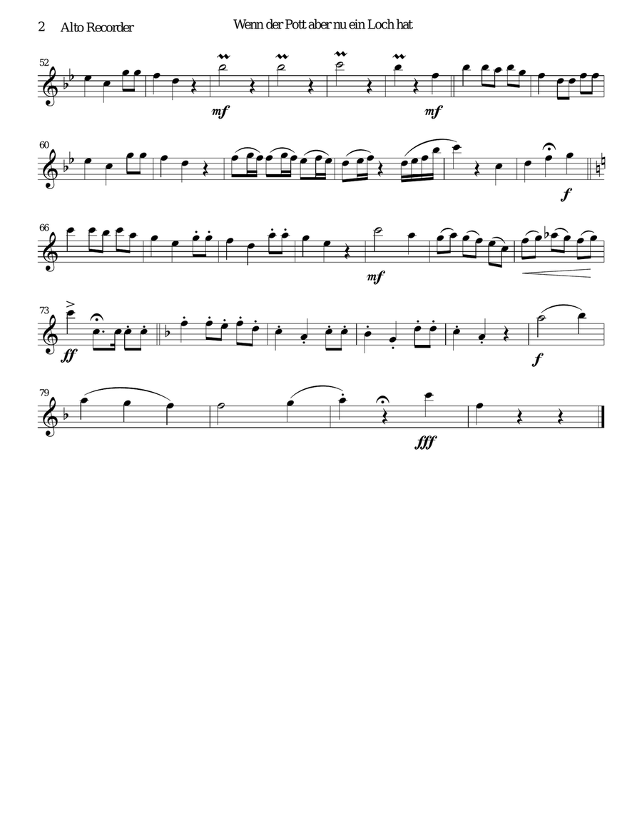 Wenn der Pott aber nu ein Loch hat (There's a hole in my bucket) alto and tenor recorders, guitar Small Ensemble scores gallery preview page 6