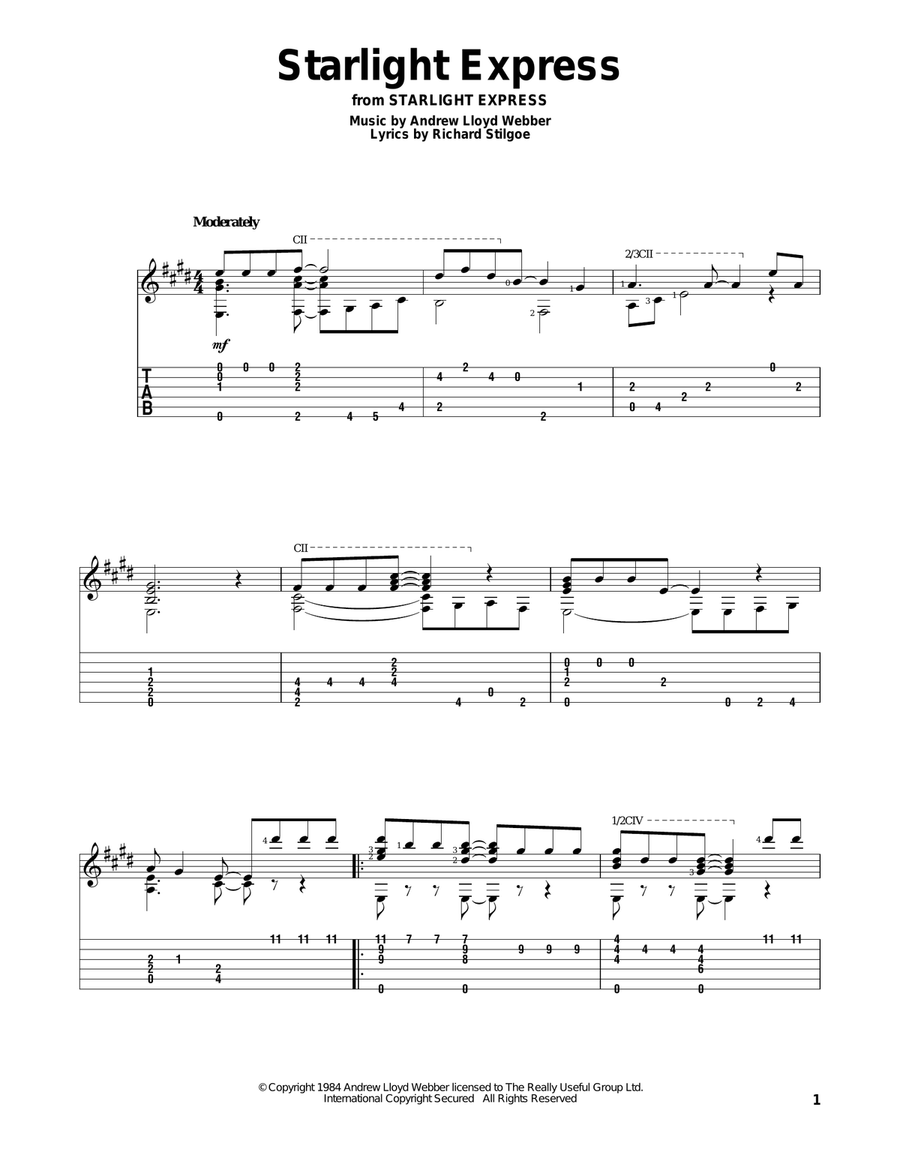 Starlight Express Starlight Express Guitar Solo scores gallery preview page 1