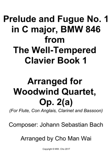 Prelude and Fugue No. 1 from "The Well-Tempered Clavier Bk 1", for Woodwind Quartet, Op. 2(a) image number null