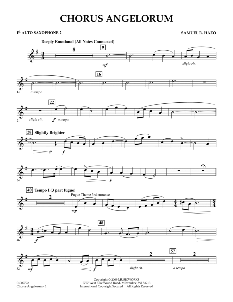 Chorus Angelorum - Eb Alto Saxophone 2 Choir scores gallery preview page 1