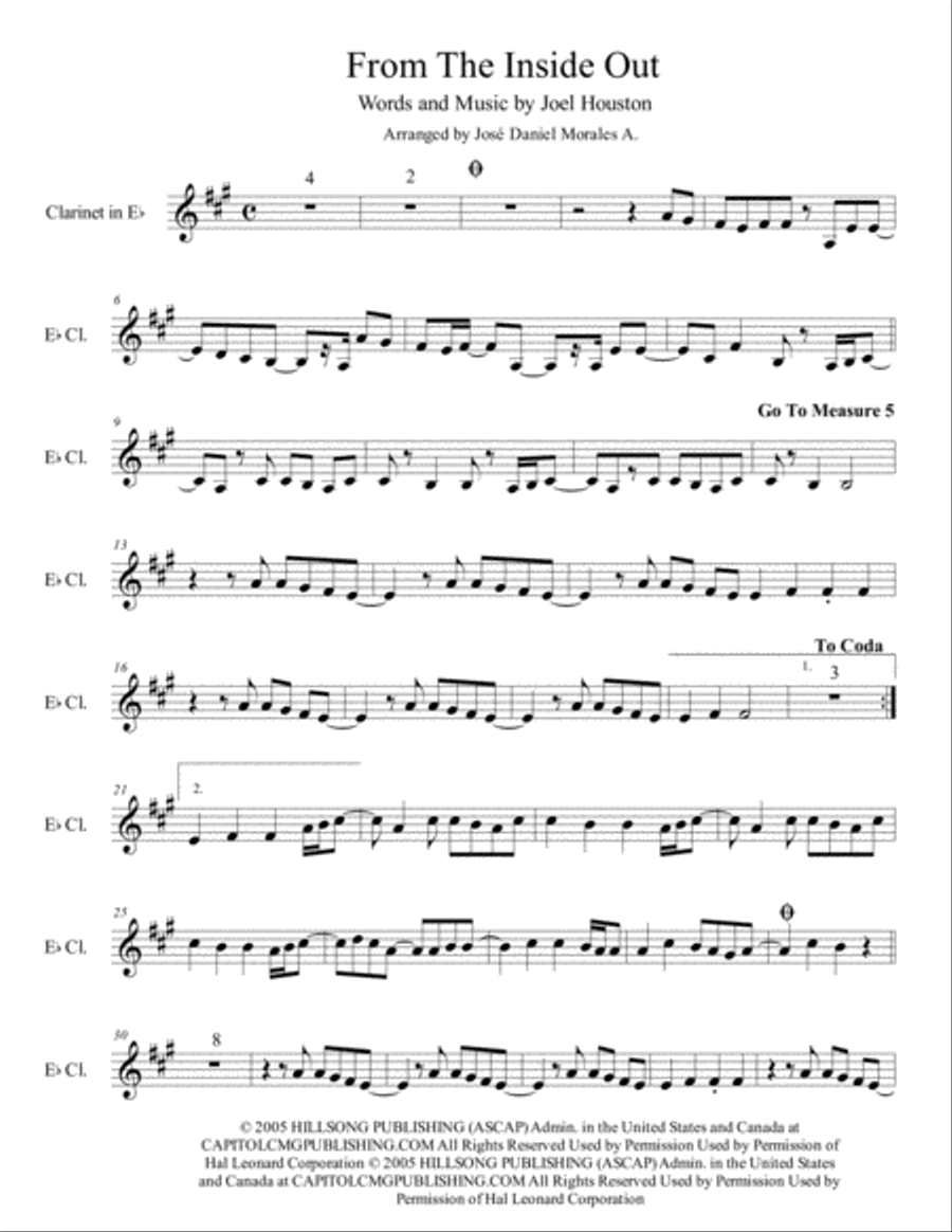 From The Inside Out Clarinet Solo scores gallery preview page 1