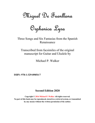 Miguel De Fuenllana Orphenica Lyra Three Songs and Six Fantasias from the Spanish Renaissance fo