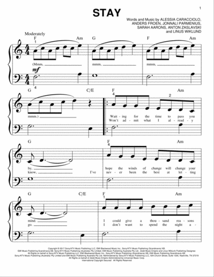 Stay Stay Easy Piano scores gallery preview page 1