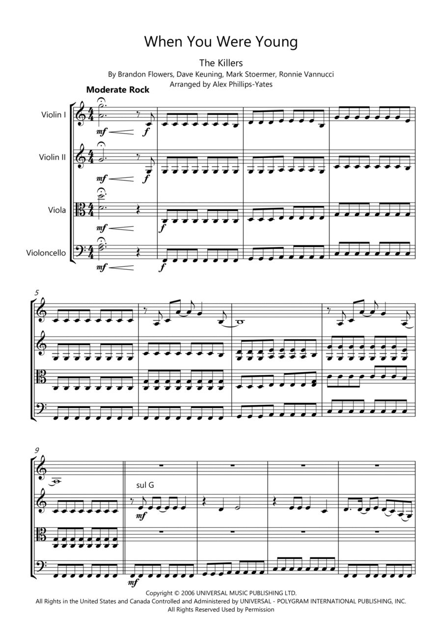 When You Were Young String Quartet scores gallery preview page 1