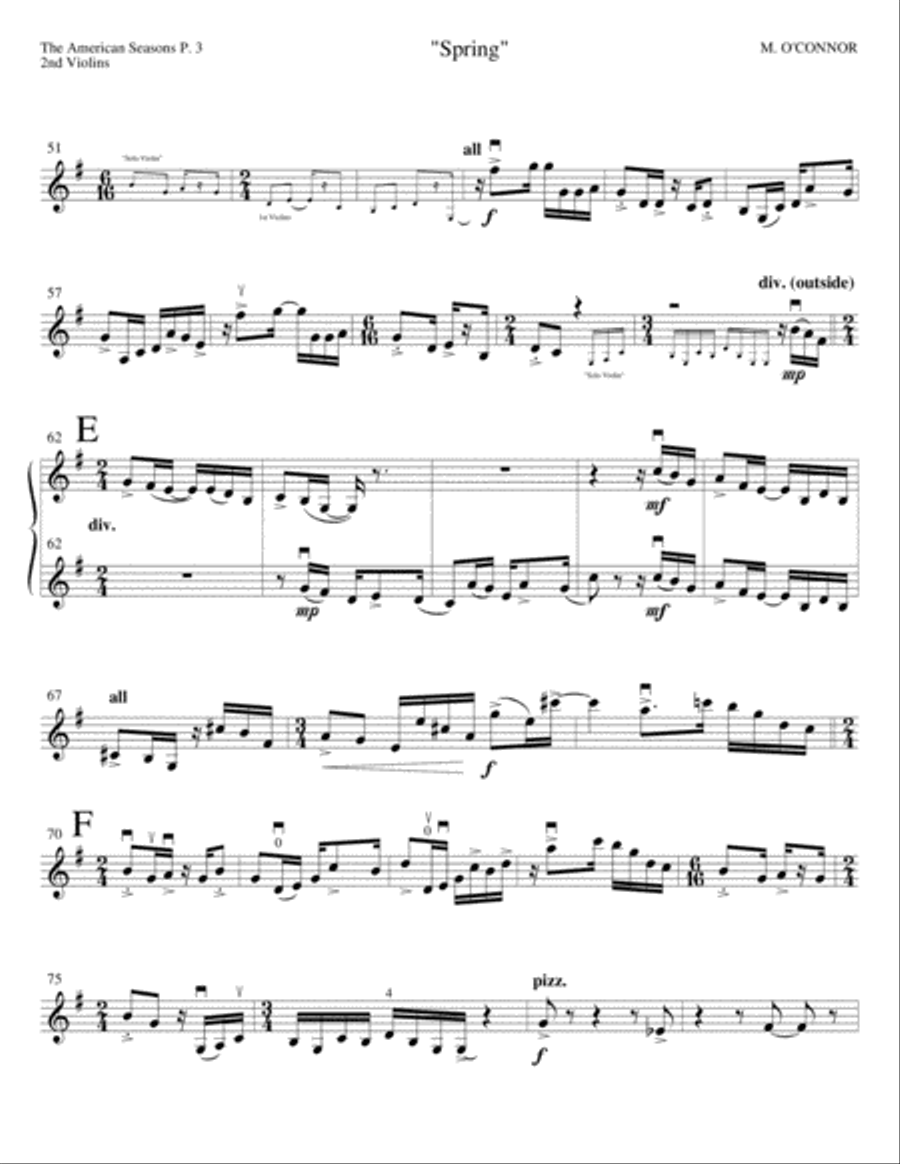 The American Seasons (2nd violins part – violin and string orchestra) Full Orchestra scores gallery preview page 6