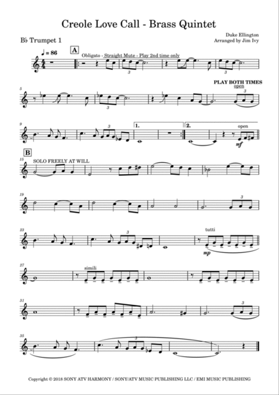 Creole Love Call (instr.) Brass Ensemble scores gallery preview page 5