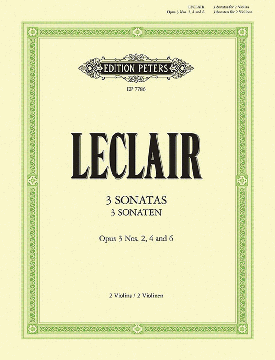 Jean-Marie Leclair: Three Original Sonatas for Two Violins