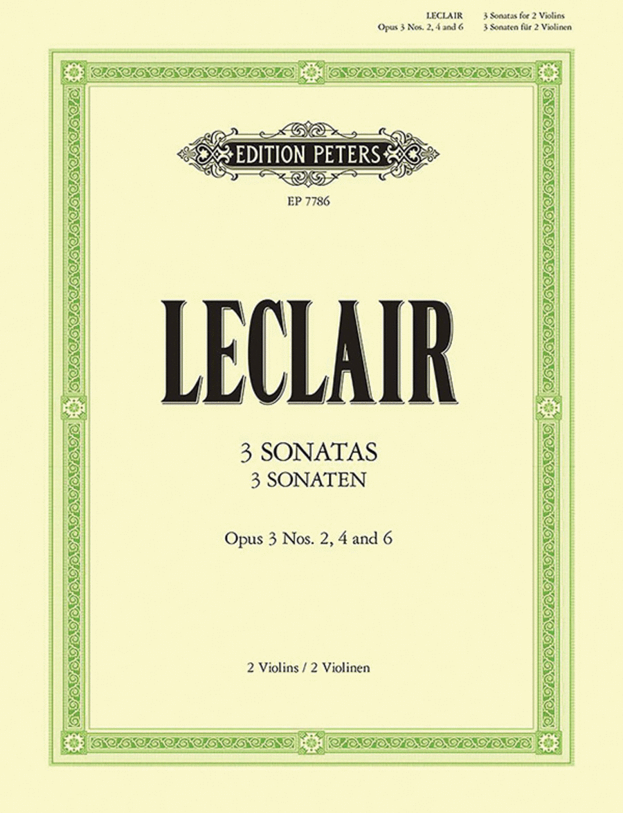 Three Original Sonatas for Two Violins Violin scores gallery preview page 1