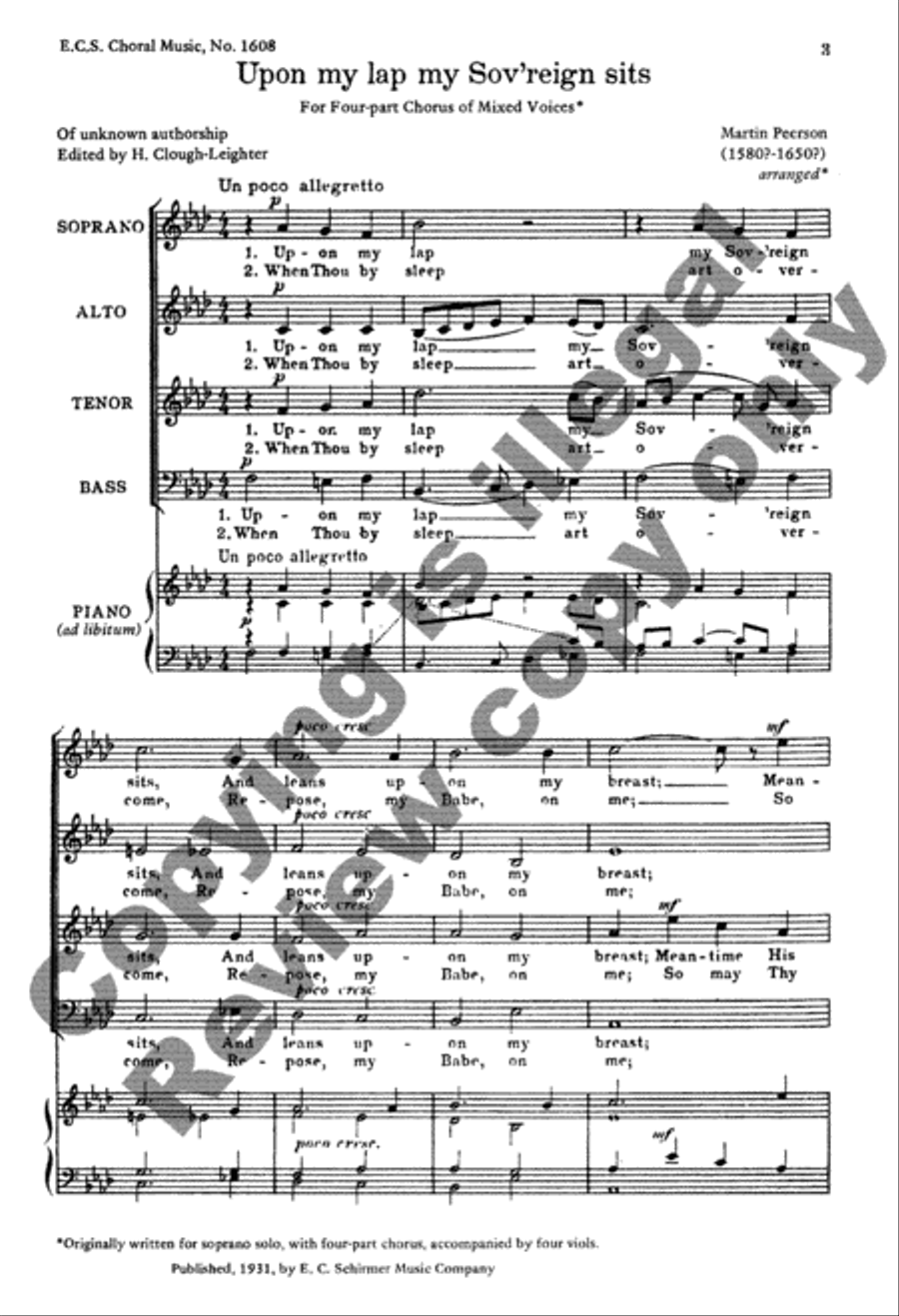 Upon My Lap My Sov'reign Sits 4-Part scores gallery preview page 7