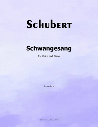 Book cover for Schwangesang, by Schubert, in a minor