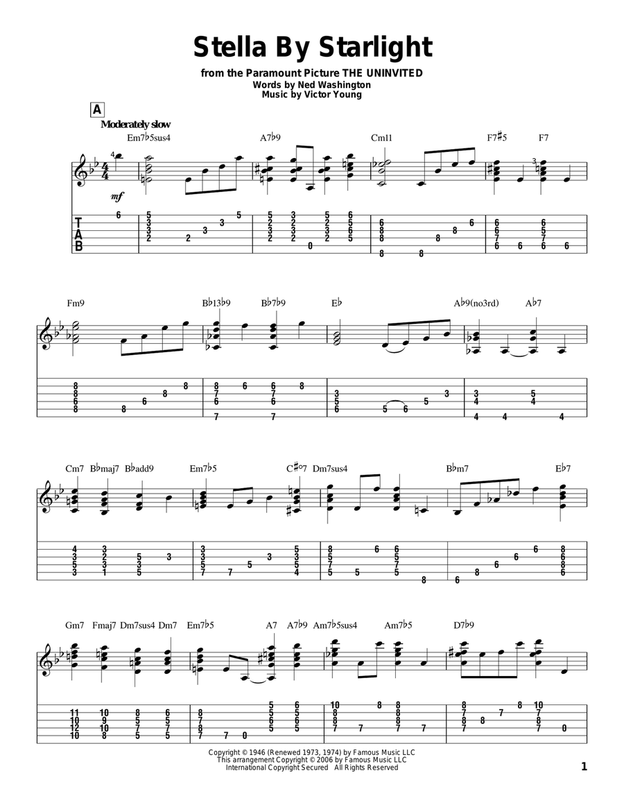 Stella By Starlight Electric Guitar scores gallery preview page 1
