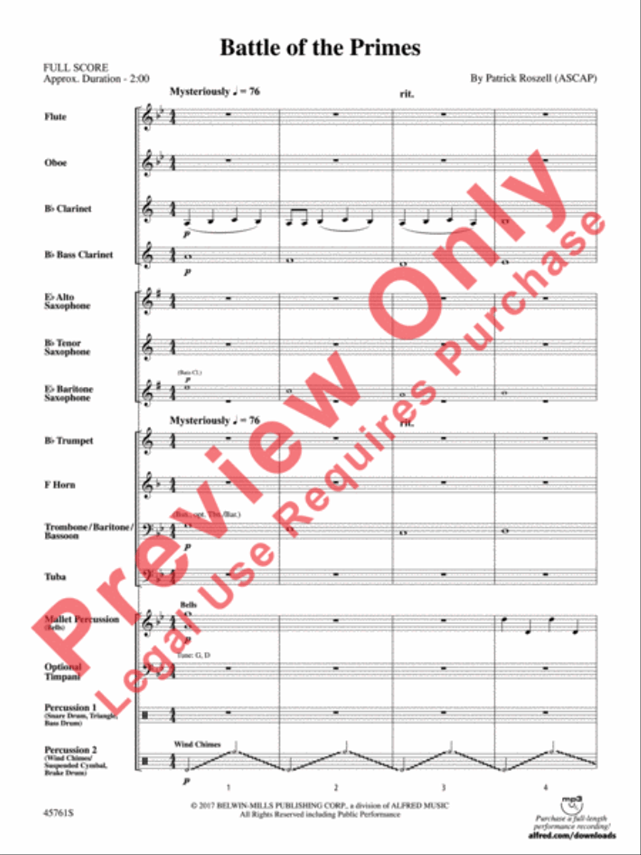 Battle of the Primes Concert Band scores gallery preview page 4