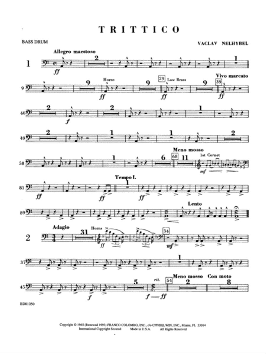 Trittico: Bass Drum Trittico: Bass Drum Concert Band scores gallery preview page 1