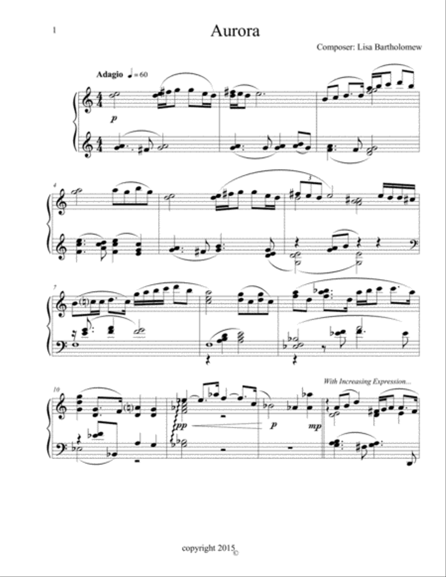 Aurora Aurora Piano Solo scores gallery preview page 1