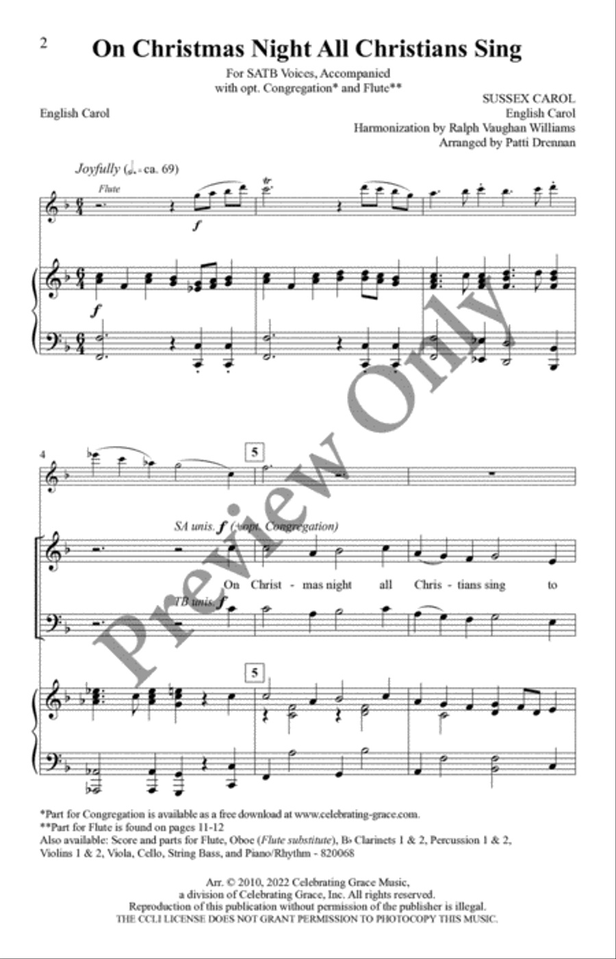 On Christmas Night All Christians Sing 4-Part scores gallery preview page 2
