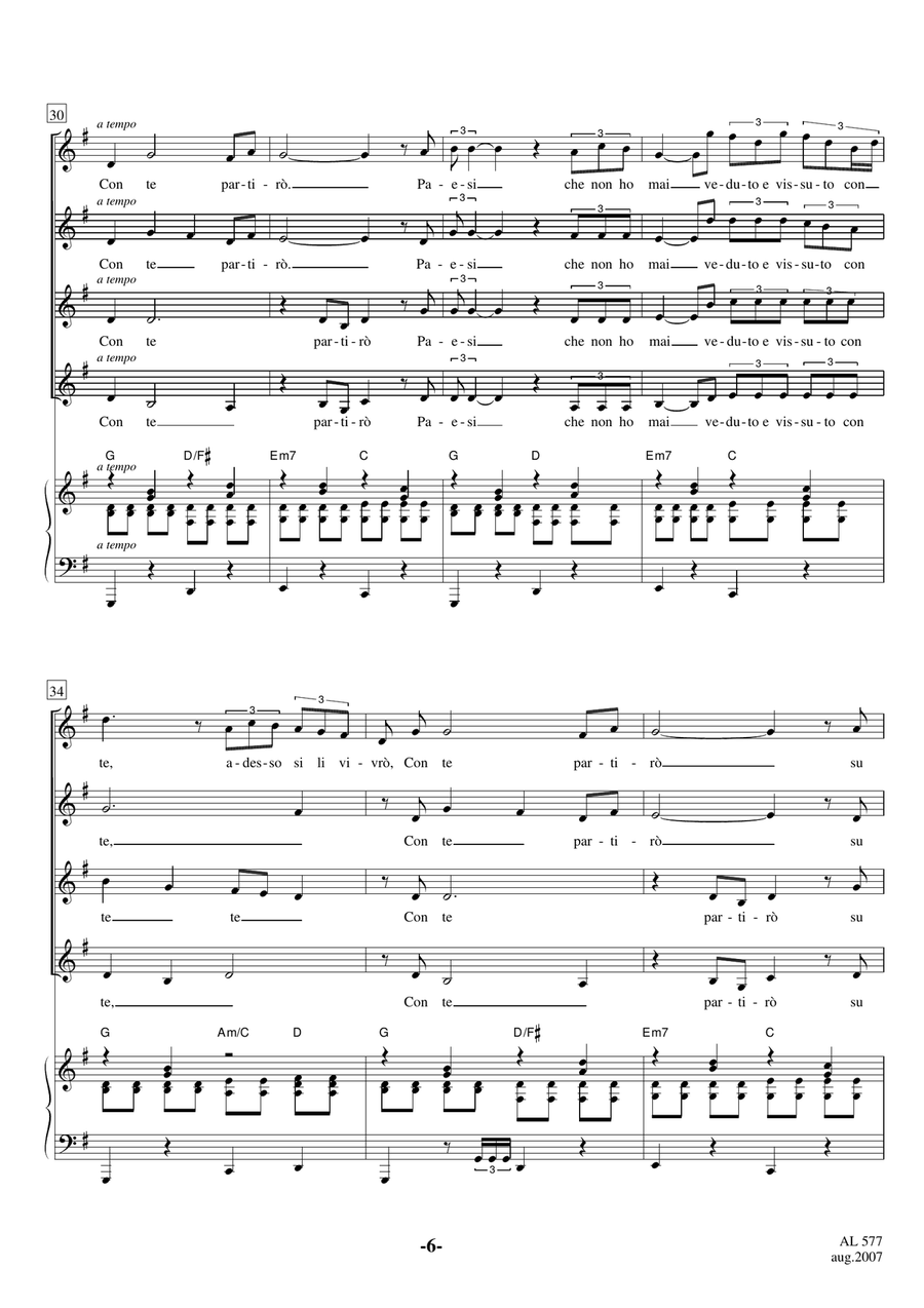 Con Te Partiro (Time To Say Goodbye) SSAA scores gallery preview page 6