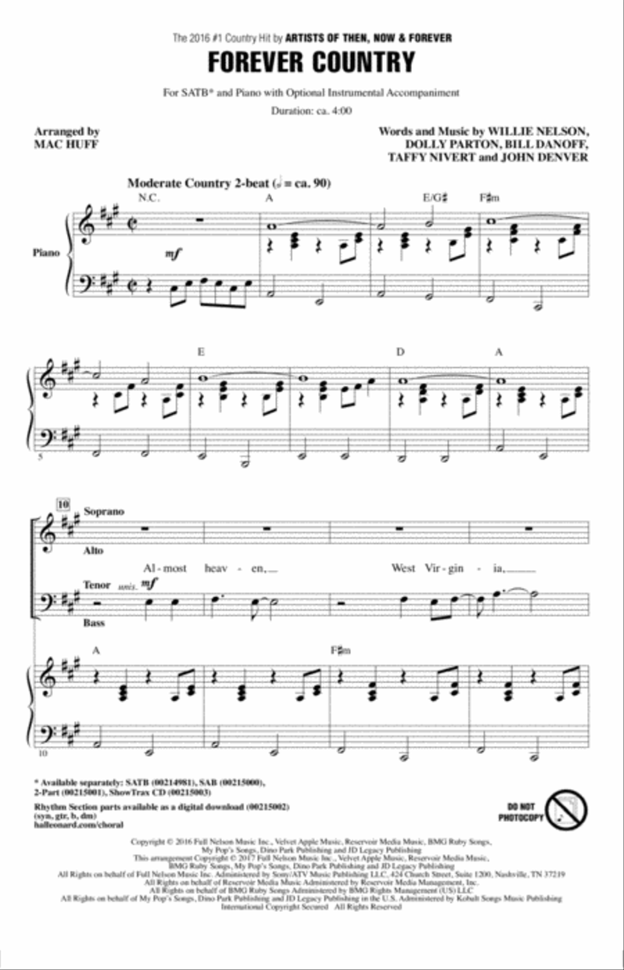 Forever Country 4-Part scores gallery preview page 1