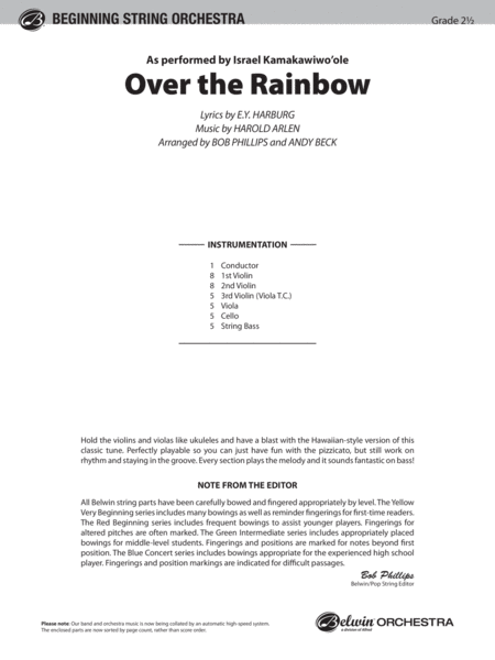 Over the Rainbow: Score