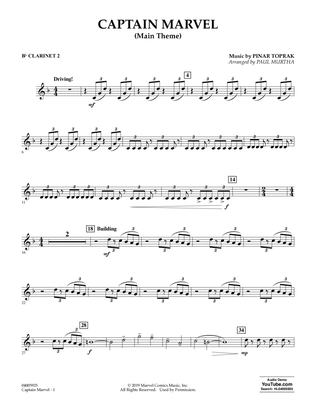 Captain Marvel (Main Theme) (arr. Paul Murtha) - Bb Clarinet 2