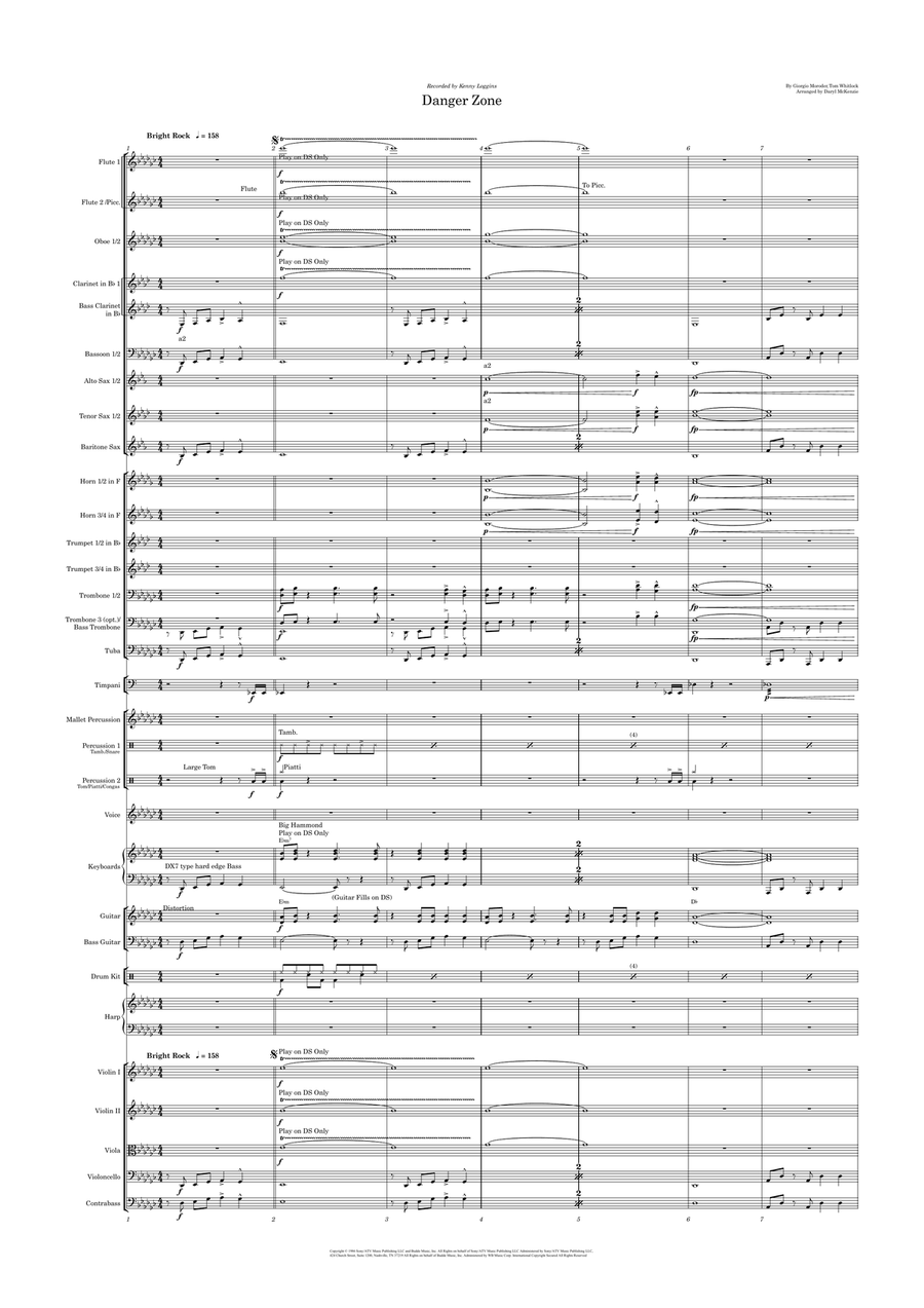 Danger Zone Full Orchestra scores gallery preview page 1