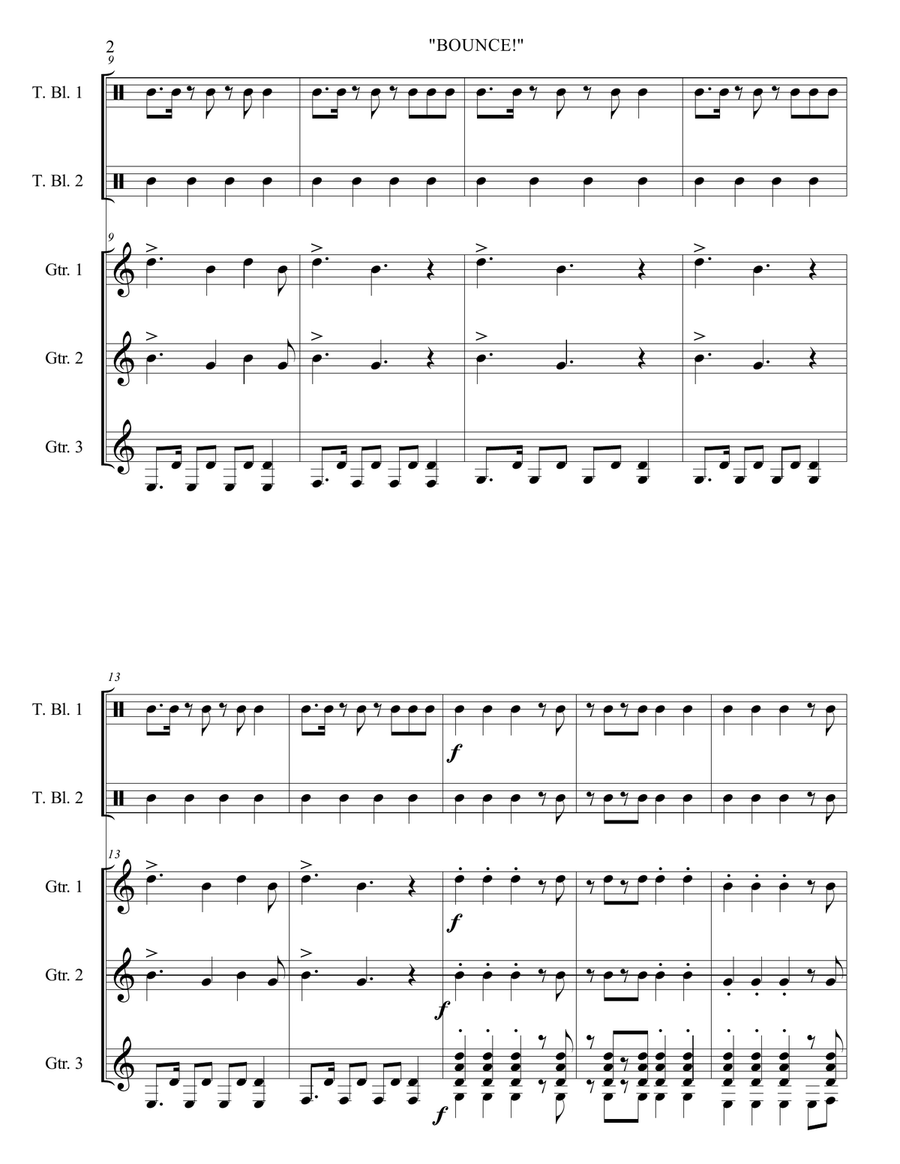 BOUNCE! - Junior Guitar Ensemble (Score & Parts) image number null