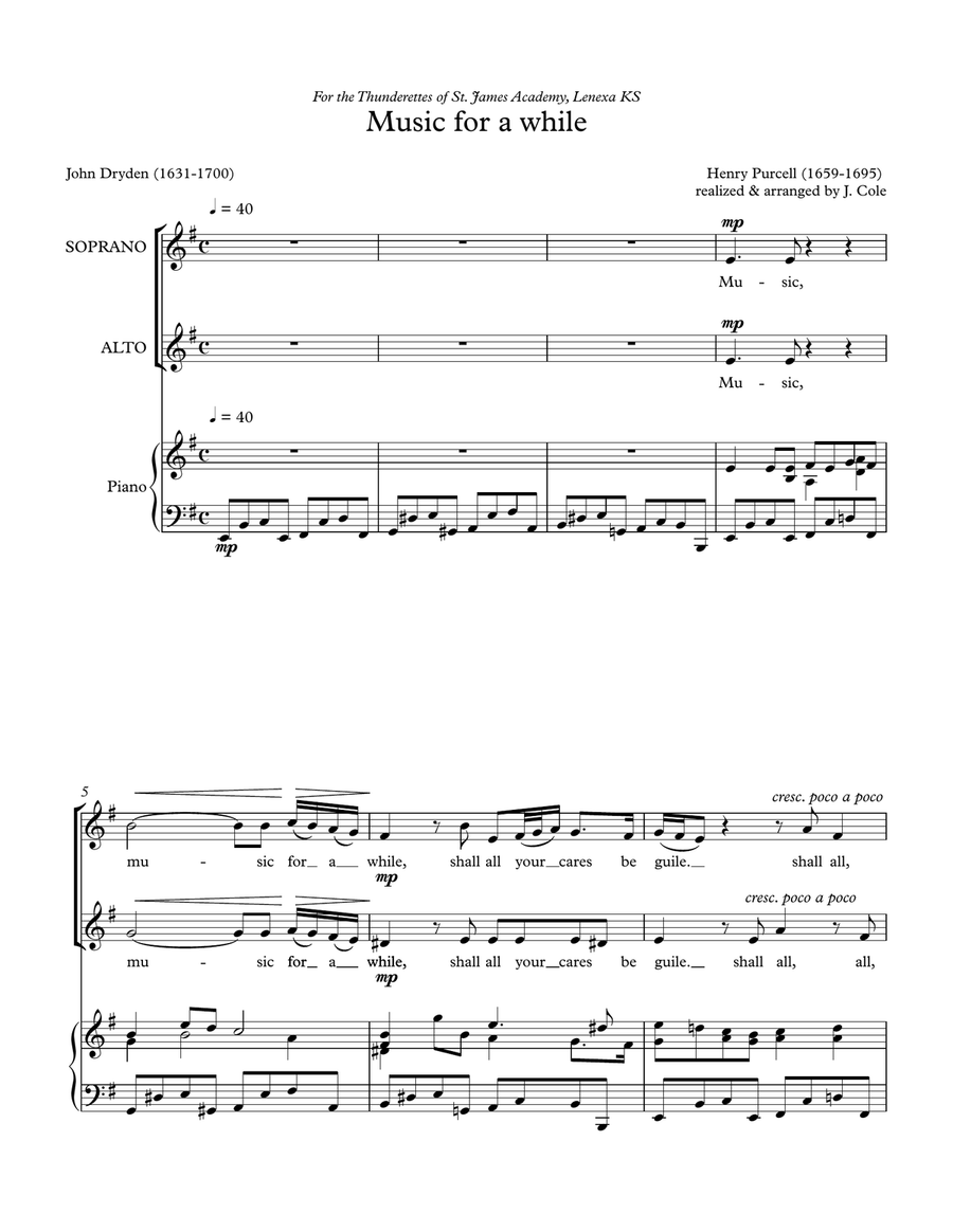 Music For A While SA scores gallery preview page 1