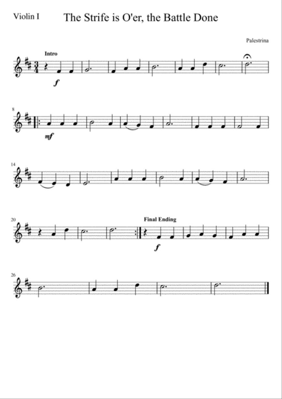 The Strife Is O'er, the Battle Done String Quartet scores gallery preview page 4