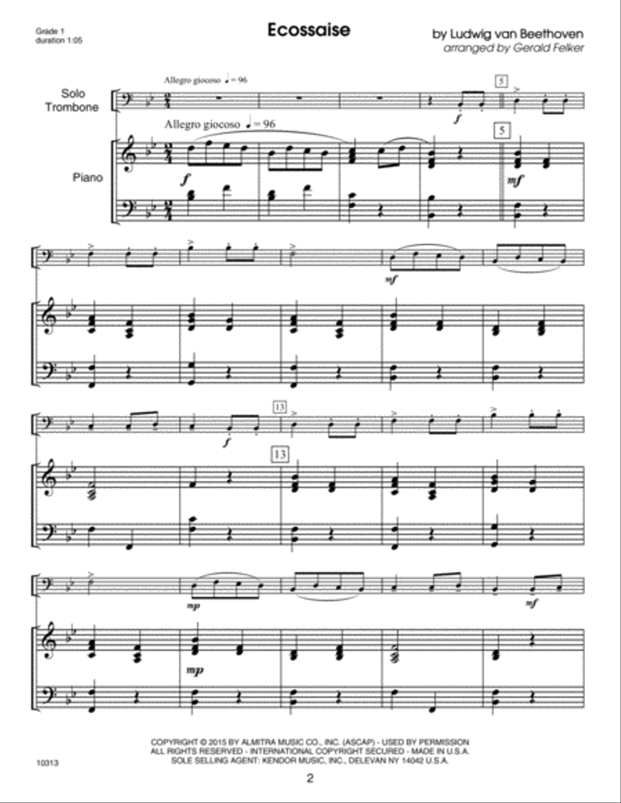 Kendor Debut Solos - Trombone - Piano Accompaniment Trombone scores gallery preview page 2