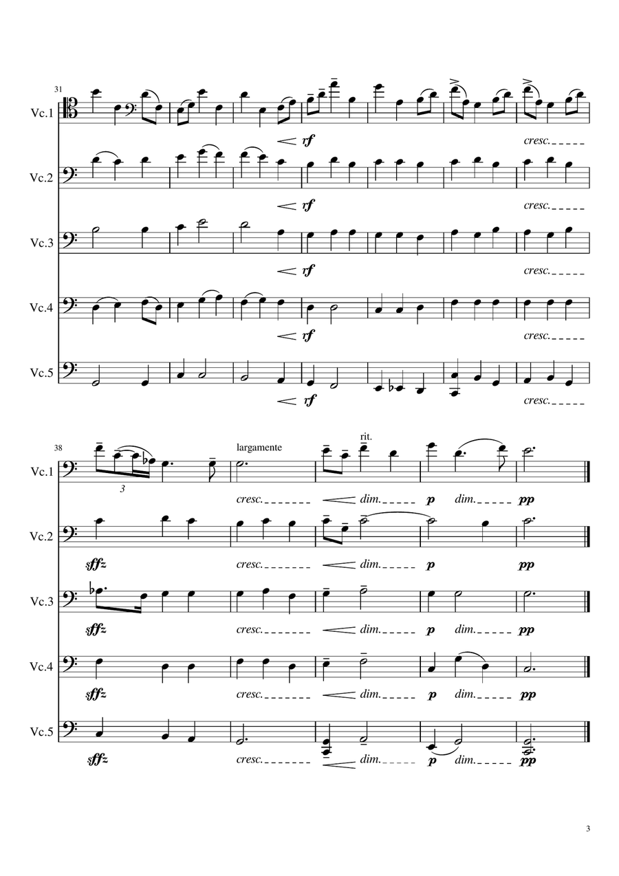 'Nimrod' from the 'Enigma' Variations for 'cello quintet Cello Solo scores gallery preview page 3