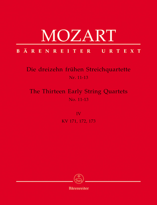 Book cover for Die dreizehn fruhen Streichquartette, Heft IV No. 11-13