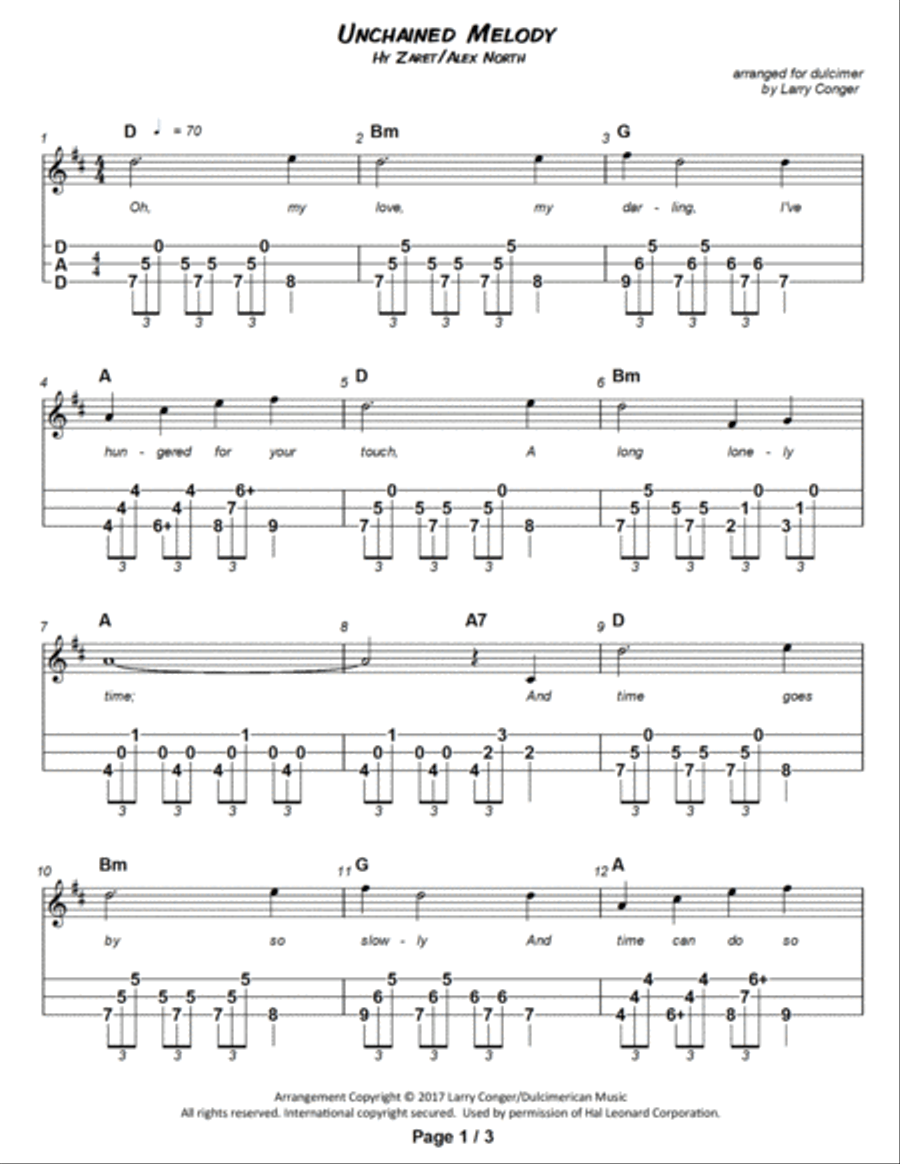 Unchained Melody Dulcimer scores gallery preview page 2
