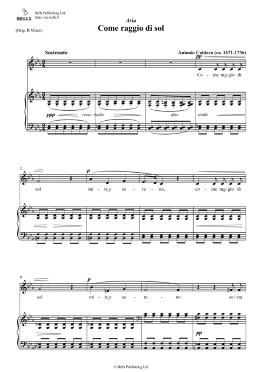 Book cover for Come raggio di sol (C minor)