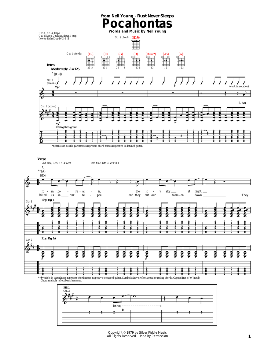 Pocahontas Acoustic Guitar scores gallery preview page 1