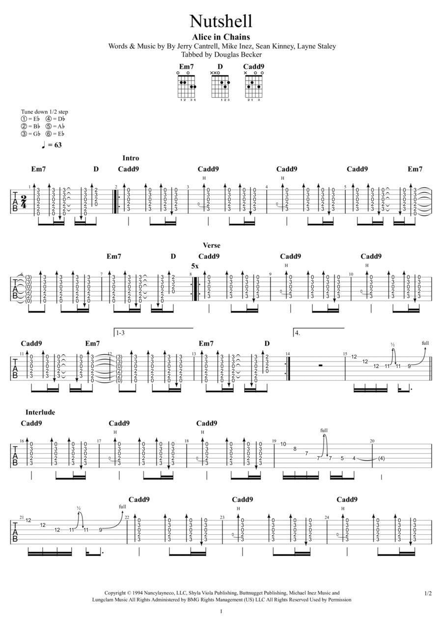 Nutshell Guitar Tablature scores gallery preview page 1