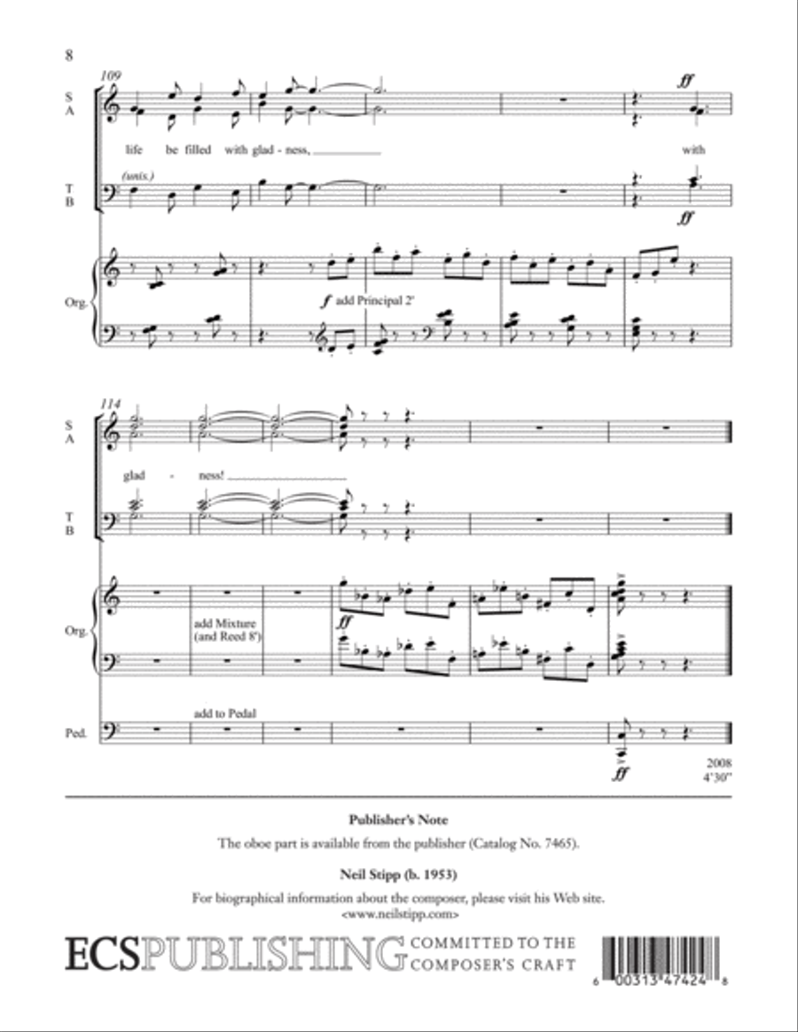 May Your Life Be Filled With Gladness 4-Part scores gallery preview page 9