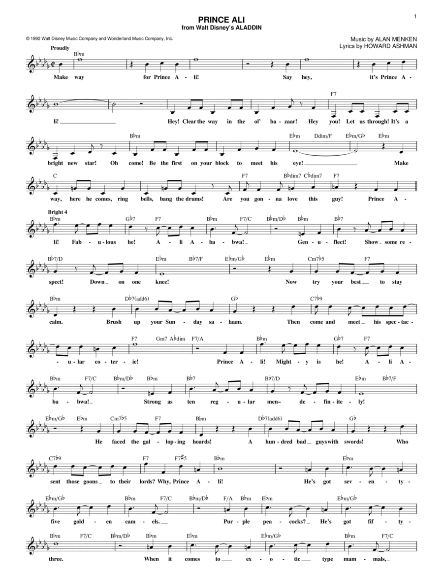 Prince Ali (from Aladdin) Guitar scores gallery preview page 1