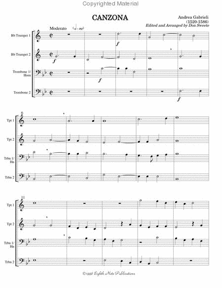 Canzona by Giovanni Gabrieli Brass Quartet - Sheet Music