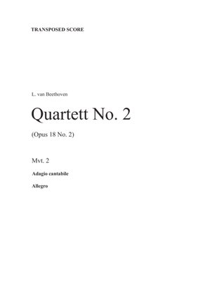Beethoven No. 2, Opus 18 (Mvt 2) (sax. 8) (score & parts)