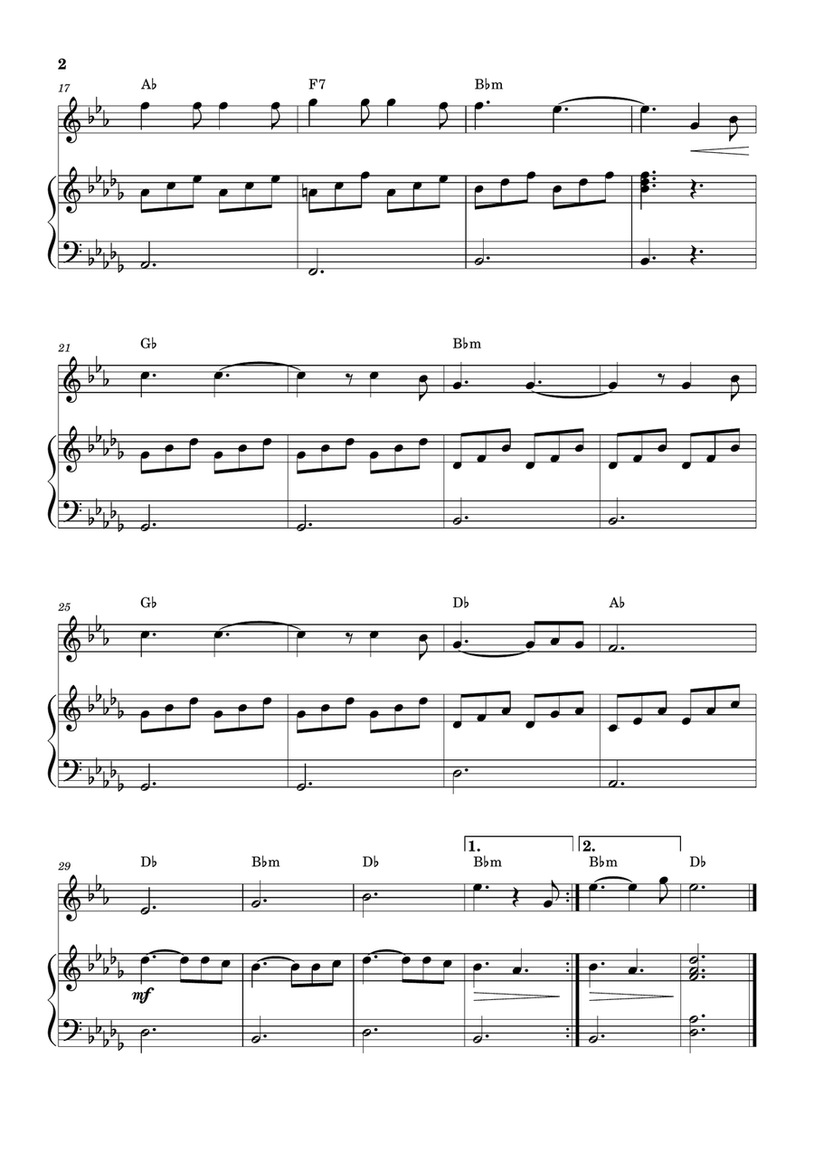 Hallelujah B-Flat Trumpet scores gallery preview page 2