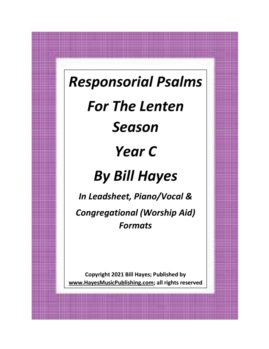 Complete Lenten Responsorial Psalms, Year C in leadsheet, piano/vocal and congregational formats (bo Piano, Vocal, Guitar scores gallery preview page 1