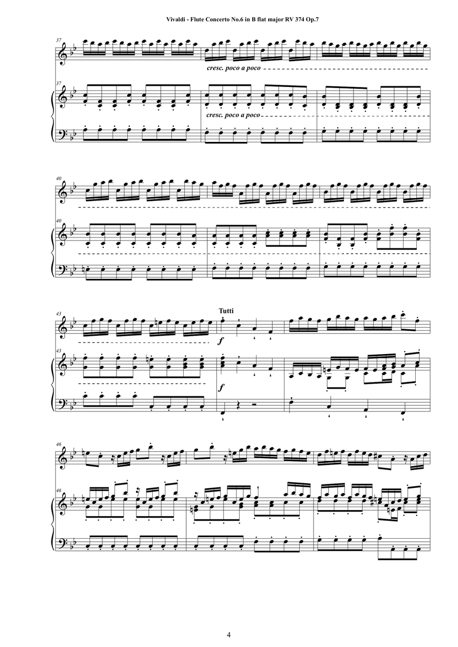 Vivaldi - Flute Concerto No.6 in B flat major RV 374 Op.7 for Flute and Cembalo (or Piano) image number null