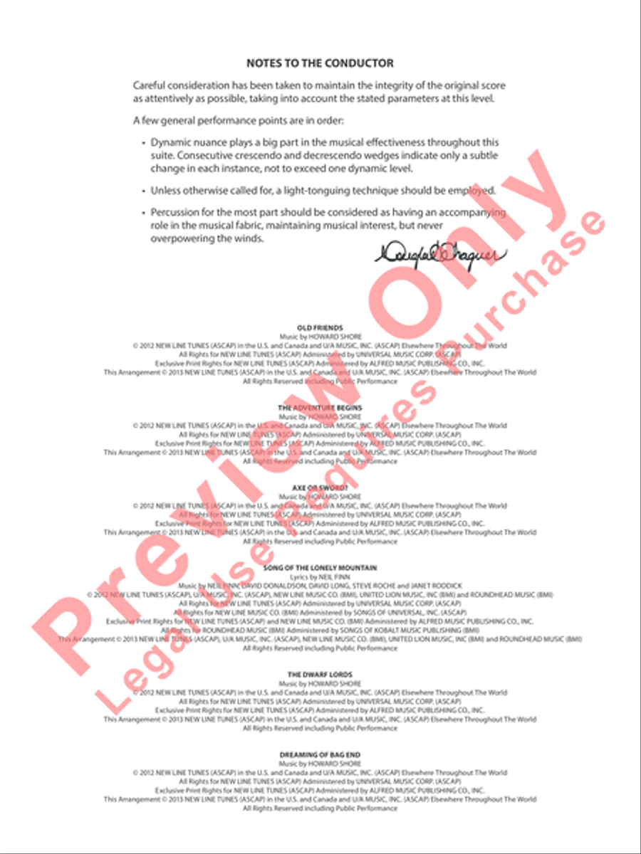 The Hobbit: An Unexpected Journey, Suite from Concert Band scores gallery preview page 3