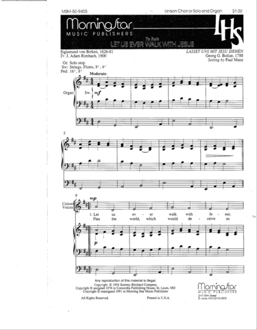 Let Us Ever Walk with Jesus Unison Choir scores gallery preview page 2