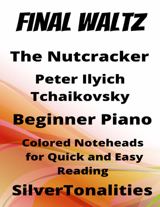 Book cover for Final Waltz Nutcracker Beginner Piano Sheet Music with Colored Notation