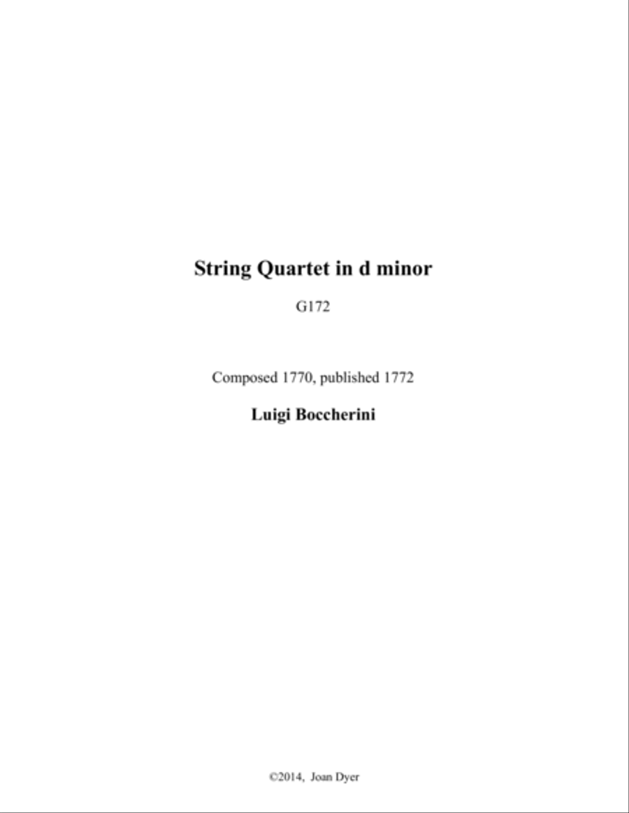 String Quartet in d minor, G.172 String Quartet scores gallery preview page 1