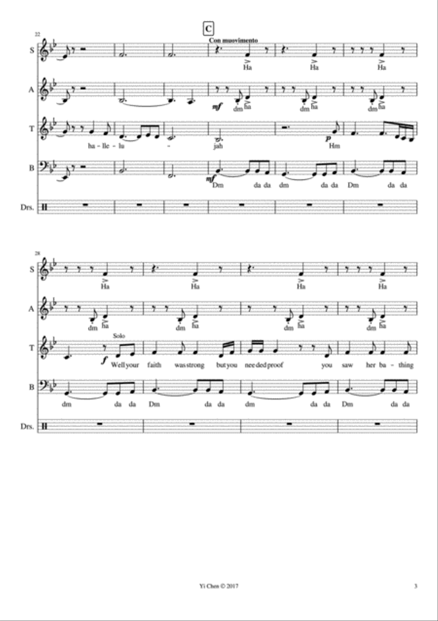 Hallelujah Hallelujah A Cappella scores gallery preview page 3