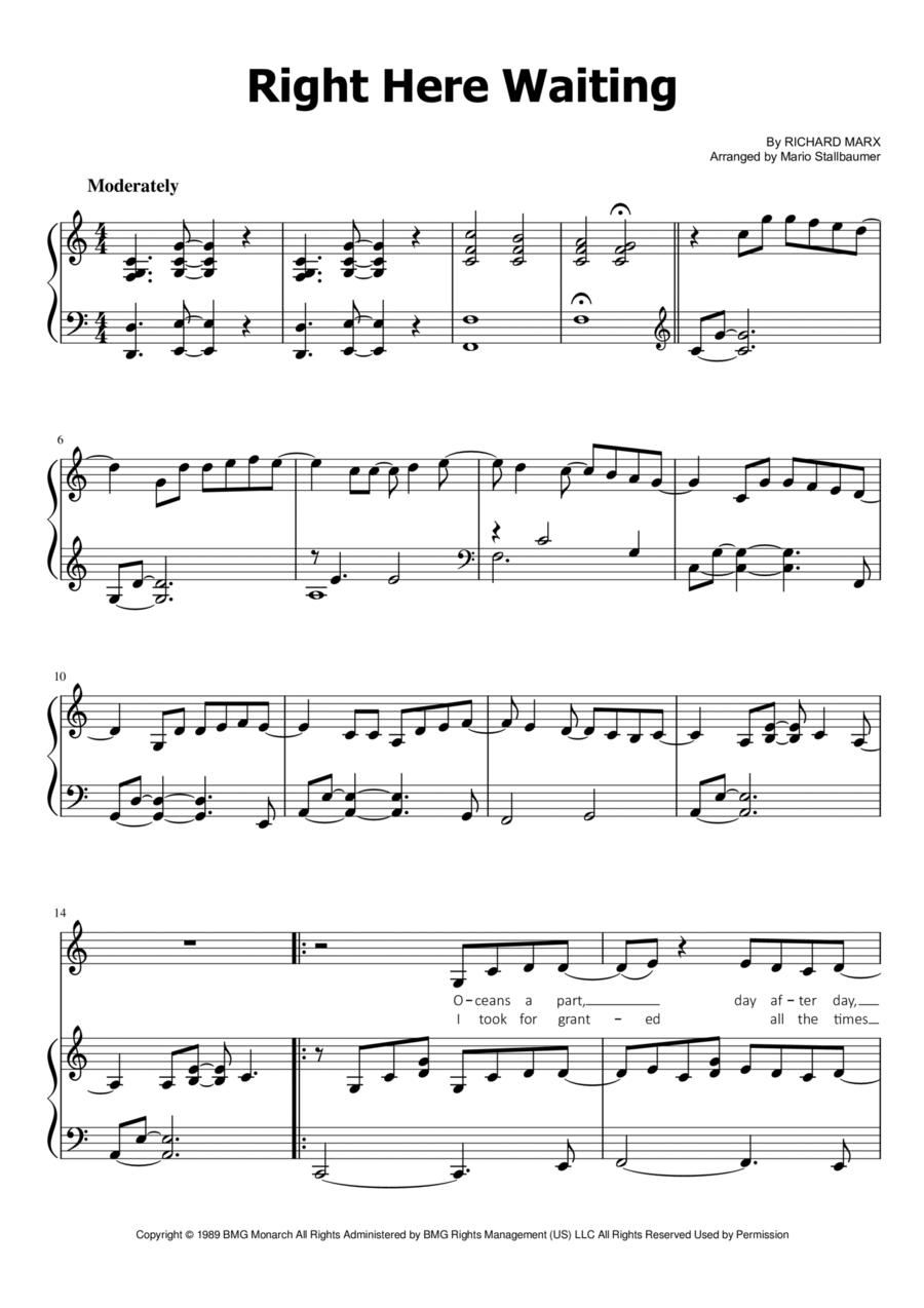 Right Here Waiting Voice scores gallery preview page 1