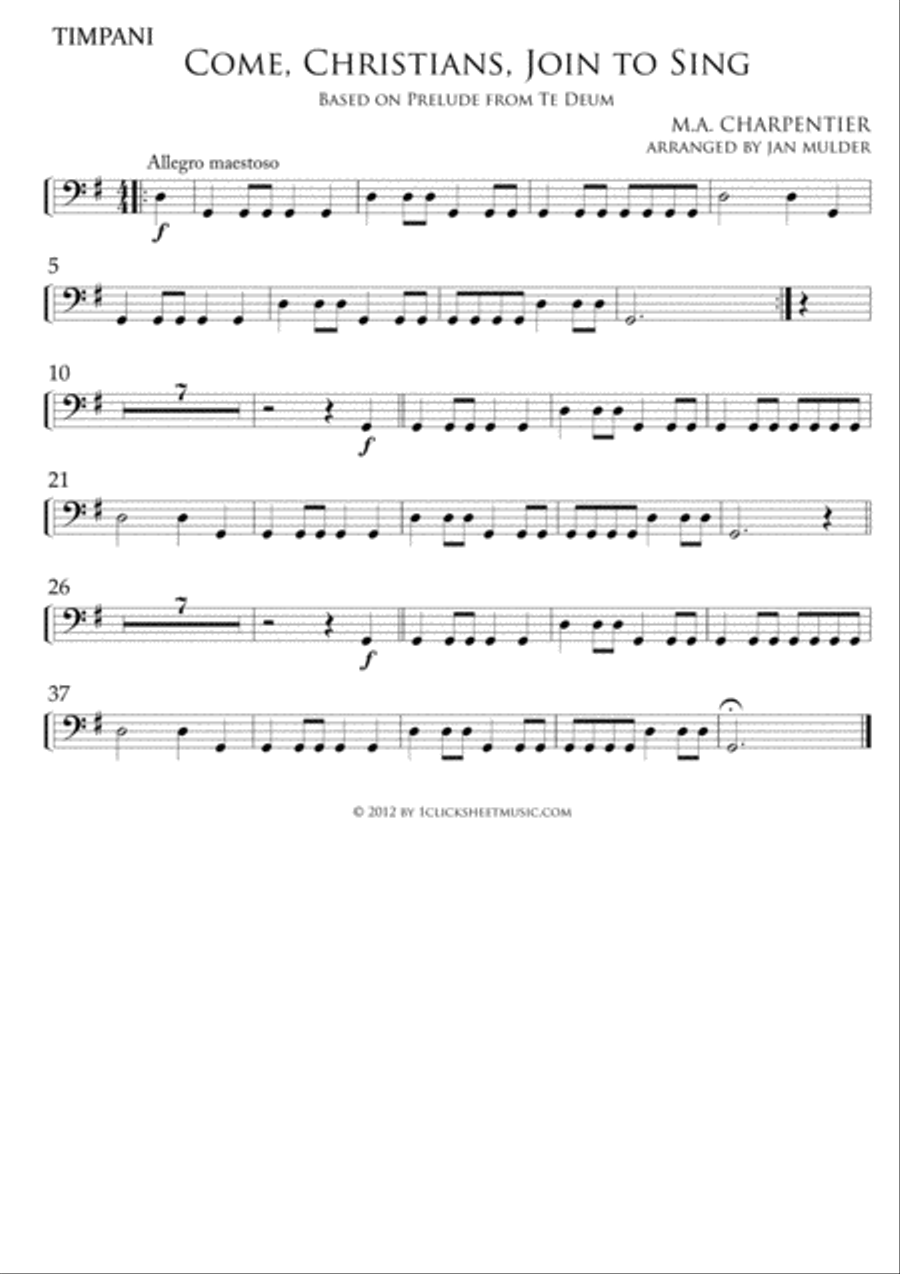 Come, Christians, Join To Sing Percussion scores gallery preview page 1