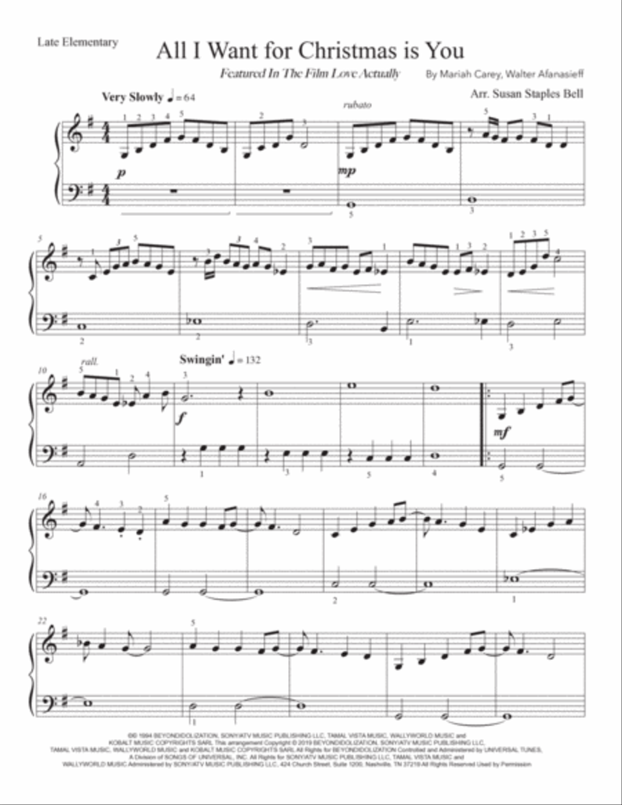 All I Want For Christmas Is You Easy Piano scores gallery preview page 2